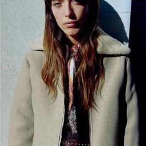 NEW Zara Double Faced Soft Jacket in Taupe Brown / Camel - Large